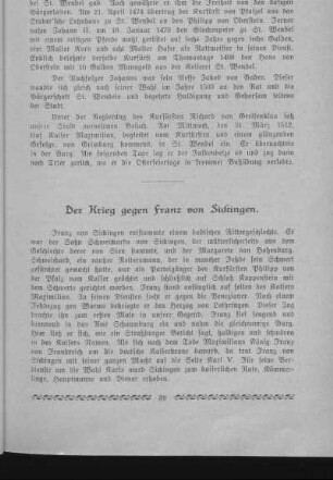 Der Krieg gegen Franz von Sickingen.