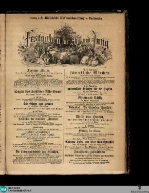 Karlsruher Tagblatt, Vorräthig in A. Bielefeld's Hofbuchhandlung in Carlsruhe. Literarische Festgaben für Alt und Jung