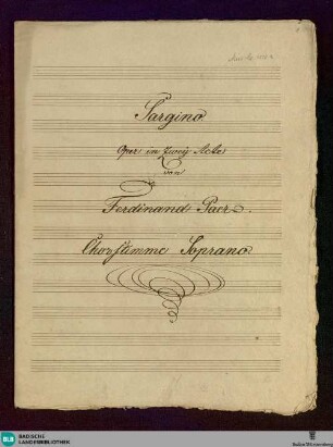Sargino. Excerpts - Don Mus.Ms. 1510e : PaWV 28