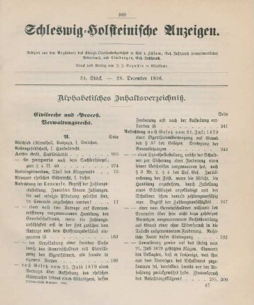 Alphabetisches Inhaltsverzeichniß