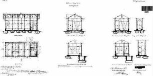Jagstheim: Nebengebäude Aborte (mit Grube) Grundriß,Schnitte,Fundament