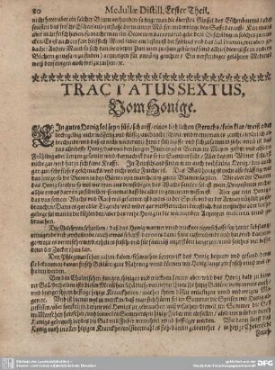 Tractatus Sextus. Vom Honige.
