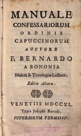 Manuale Confessariorum Ordinis Capuccinorum