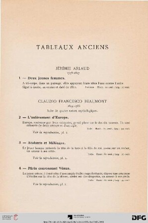 Tableaux Anciens (Nr. 1-52)