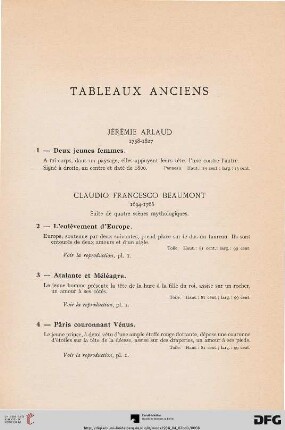 Tableaux Anciens (Nr. 1-52)