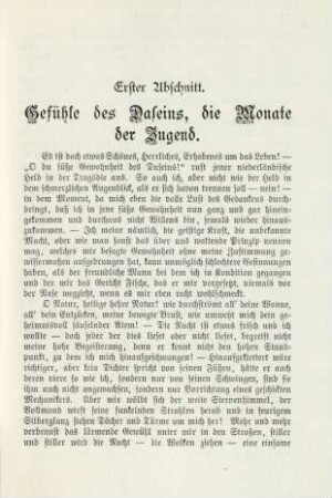 Erster Abschnitt. Gefühle des Daseins, die Monate der Jugend