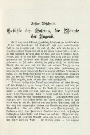 Erster Abschnitt. Gefühle des Daseins, die Monate der Jugend