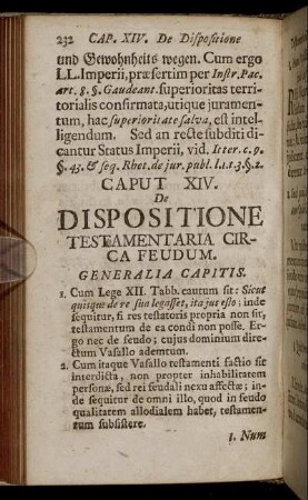 Caput XIV. De Dispositione Testamentaria Circa Feudum.