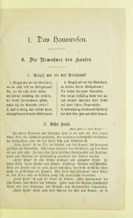 I. Das Hauswesen