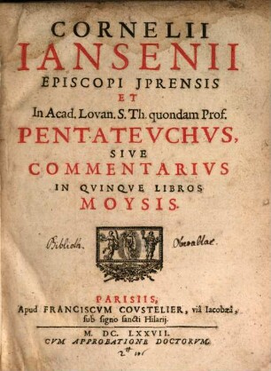 Pentateuchus : sive Commentarius in 5 libros Moysis