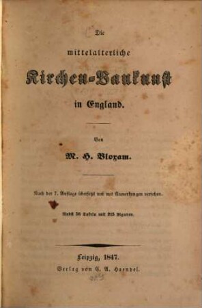 Die mittelalterliche Kirchen-Baukunst in England
