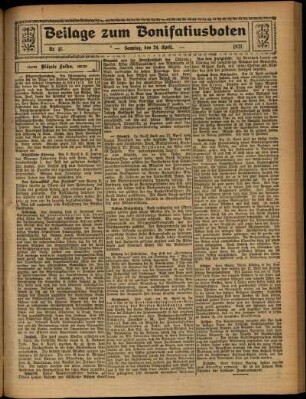 Zweite Ausgabe vom Sonntag, den 24. April 1927.