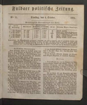 Dienstag, den 4. October. 1831