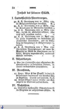 Innhalt des siebenten Stücks.