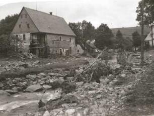 Unwetterkatastrophe im Osterzgebirge am 8./9. Juli 1927. Zerstörungen, vermutlich in Schönwald (heute Petrovice-Krásny Les)