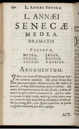 L. Annæi Senecæ Medea.
