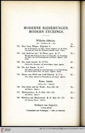 Moderne Radierungen / Modern Etchings (Nr. 731-1466)