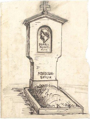Hildebrand, Adolf von; Berlin - Schöneberg, Alter Friedhof der 12 Apostel Gemeinde; Grabstele Philipp Spitta - Perspektive