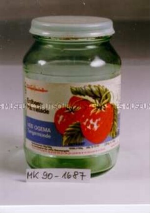 Glas für Erdbeermarmelade