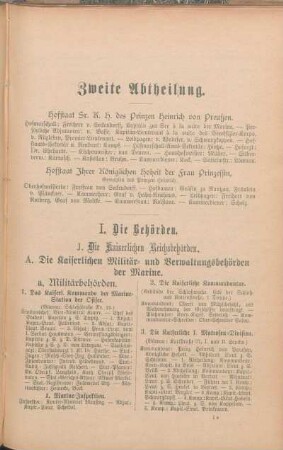 A. Die Kaiserlichen Militär- und Verwaltungsbehörden der Marine.