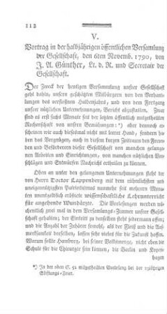 V. Vortrag in der halbjährigen öffentlichen Versamlung der Gesellschaft, den 6ten Novemb. 1790.
