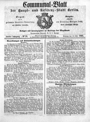 1861,19: No. 19, 12. Mai 1861