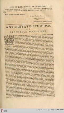 Leonardus Augustinus dedicatio et praefatio