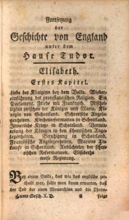 David Hume, Esq. Geschichte von Großbritannien : Aus dem Englischen übersetzt, 10. Von Elisabeth