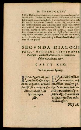 Secunda Dialogi Pars, Continens Testimonia Patrum ...