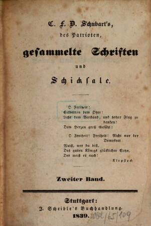 C. F. D. Schubart's gesammelte Schriften und Schicksale, 2. Schicksale, Bd. 2