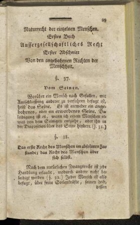 [I.] Naturrecht der einzelnen Menschen.