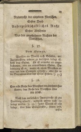 [I.] Naturrecht der einzelnen Menschen.