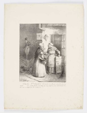Dites donc, Mademoiselle Dauphiné, la mercière d’à côté qui n’est plus avec son même..., aus: "Album pour 1825"