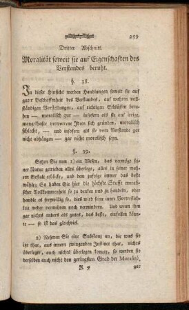 Dritter Abschnitt. Moralität soweit sie auf Eigenschaften des Verstandes beruht