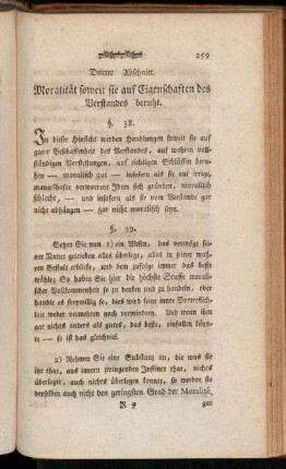 Dritter Abschnitt. Moralität soweit sie auf Eigenschaften des Verstandes beruht