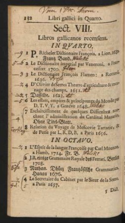 Sect. VIII. Libros gallicanos recensens.