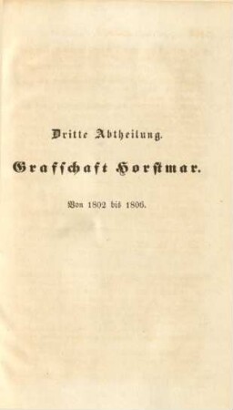 Dritte Abtheilung. Grafschaft Horstmar