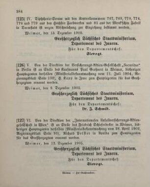 126. Ministerialbekanntmachung, betreffend Wechsel in der Hauptagentur der Versicherungs-Aktien-Gesellschaft "Securitas" in Berlin