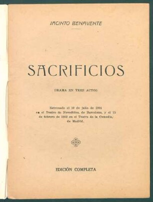 1927002200: Sacrificios : drama en tres actos