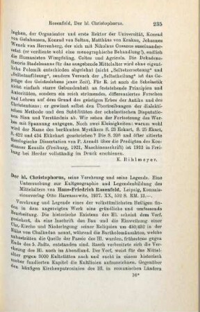 235-237 [Rezension] Rosenfeld, Hans-Friedrich, Der hl. Christophorus, seine Verehrung und seine Legende