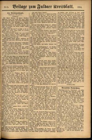 Zweite Ausgabe vom Samstag, den 03. Februar 1894.