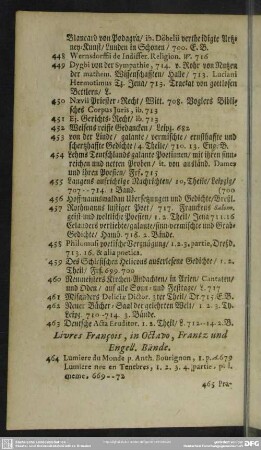 Livres François, in Octavo, Frantz und Engell. Bände