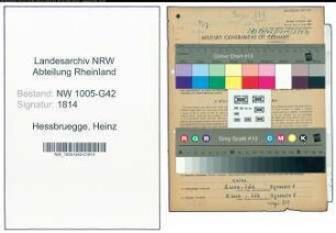 Entnazifizierung Heinz Hessbruegge , geb. 18.05.1905 (Friseur)