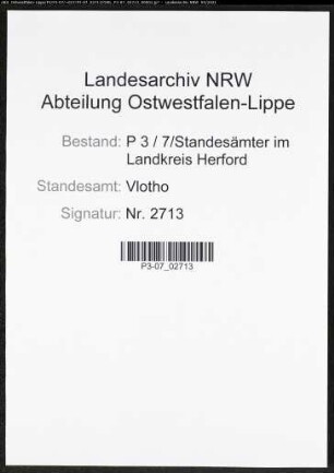 Heiratsregister Standesamt Vlotho