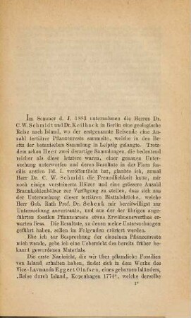 Beiträge zur Kenntniss der Tertiärflora von Island : Inaug. Diss. d. Univ. Leipzig