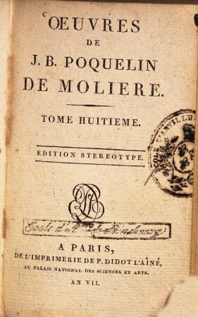 Oeuvres de J. B. Poquelin de Molière, 8