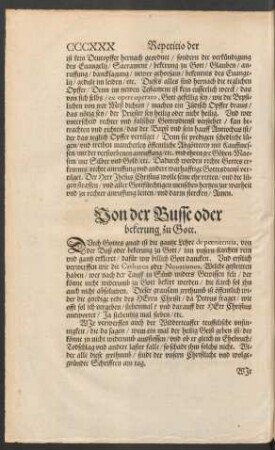 Von der Busse oder bekerung zu Gott.