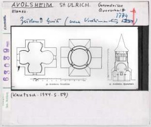 Avolsheim: St. Ulrich, Grundrisse und Querschnitt