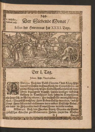 Der Siebende Monat/ Iulius der Hewmonat hat XXXI. Tage.