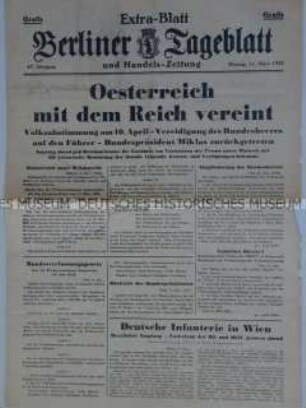 Extra-Blatt des "Berliner Tageblatt" zum "Anschluss" Österreichs